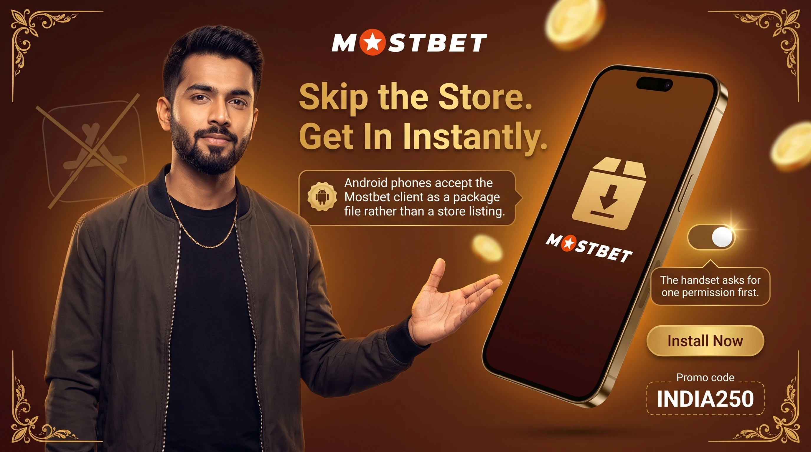 Mostbet Android app install screen outside Google Play