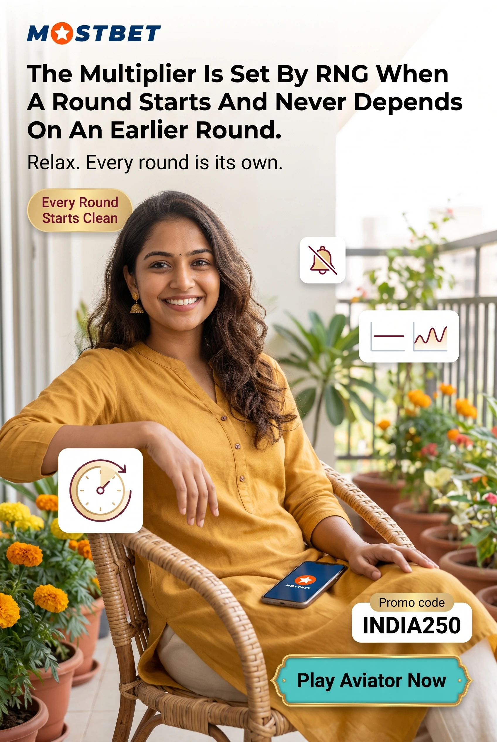 Aviator round history panel on a mobile screen