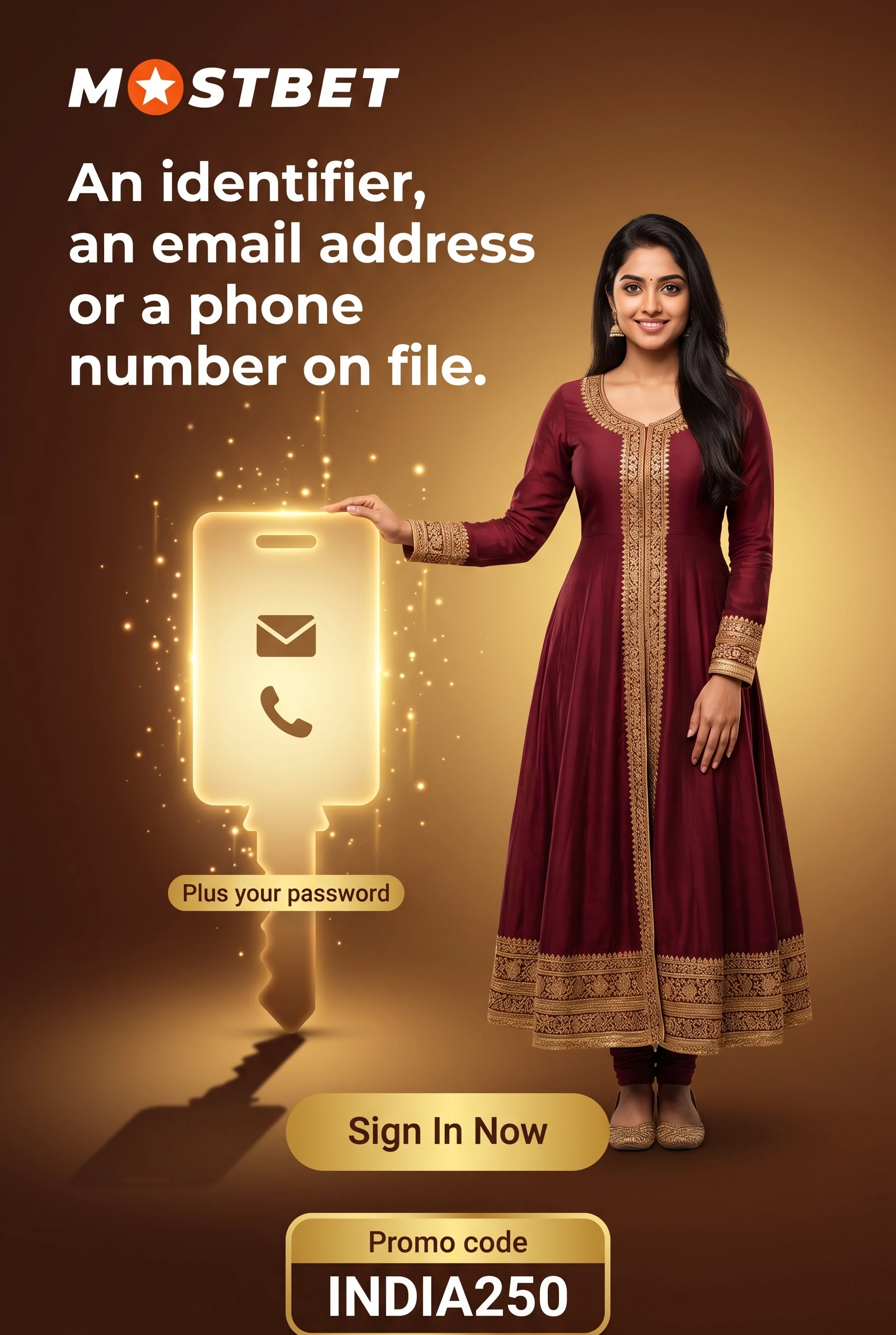 Credentials required for an existing Mostbet account